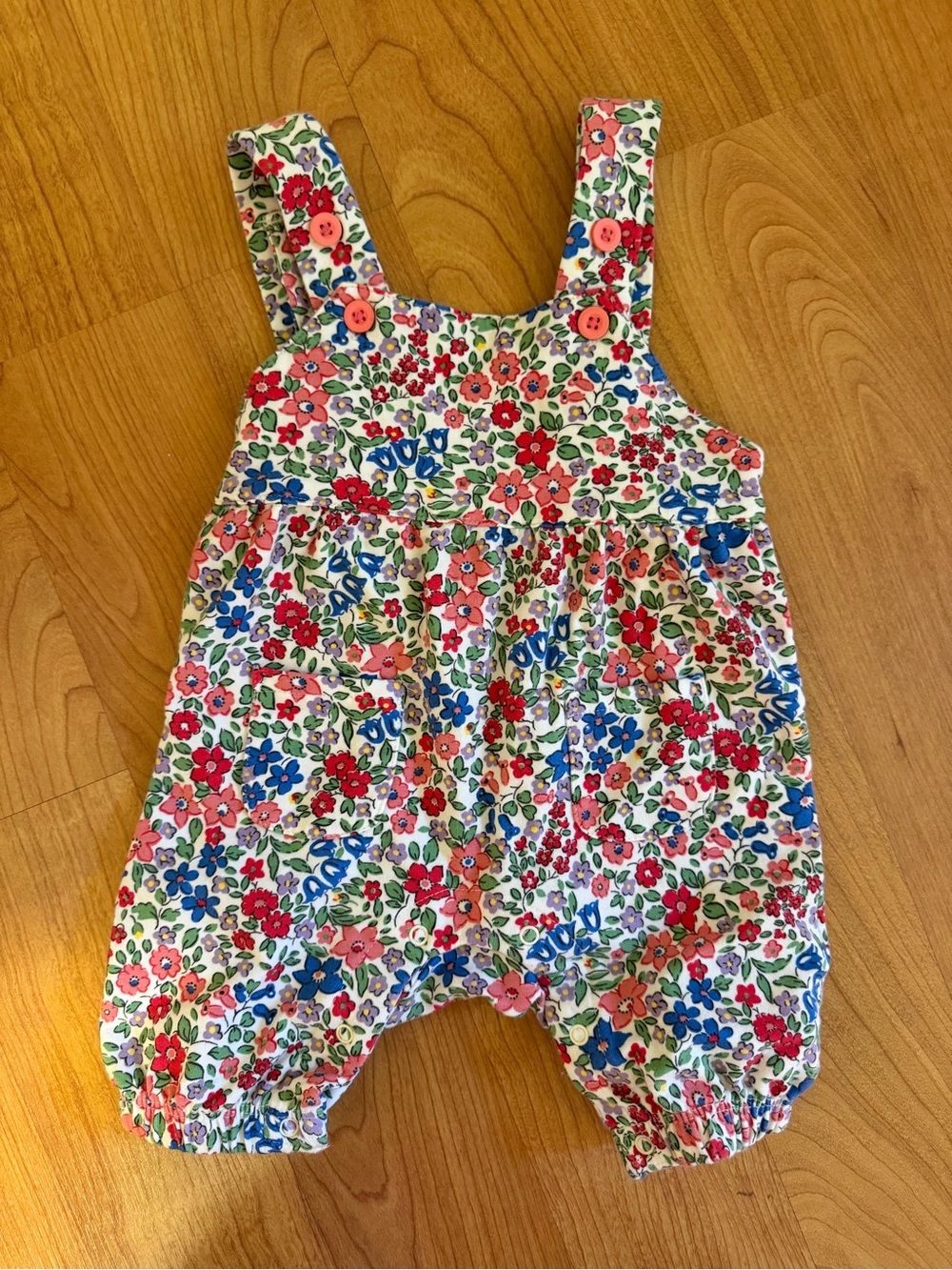 Boden Floral Cotton Romper - Pink, Blue & Green